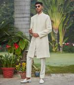 Adyat - Chikankari Achkan Jacket Set