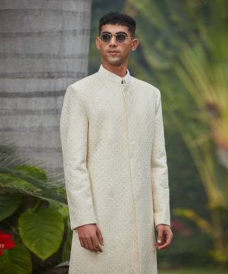 Adyat - Chikankari Achkan Jacket Set 2