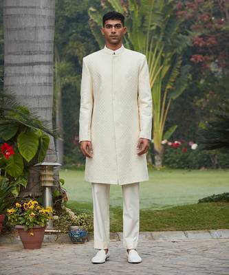 Adyat - Chikankari Achkan Jacket Set 3