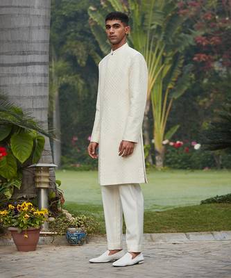 Adyat - Chikankari Achkan Jacket Set 4