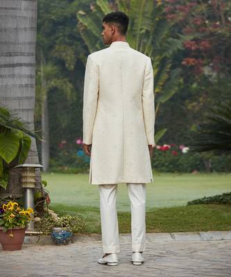 Adyat - Chikankari Achkan Jacket Set 6