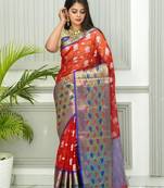 Red Buta Georgette Silk Banarasi Saree