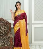 Dark Maroon Georgette Silk Banarasi Saree