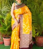 Gold Jaal Design Georgette Banarasi Saree