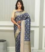 Floral Uppada Silk Royal Blue