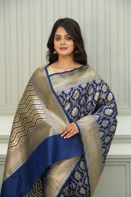 Floral Uppada Silk Royal Blue 4