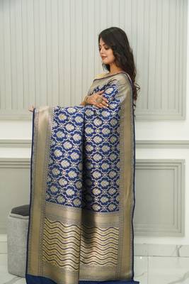 Floral Uppada Silk Royal Blue 5