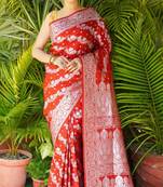 Troaf Woven Design Red Katan Silk Banarasi Saree