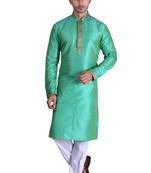 Dark Pista color Printed kurta with payjama