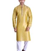 Golden color Printed kurta with payjama