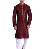 Maroon color Printed kurta with payjama