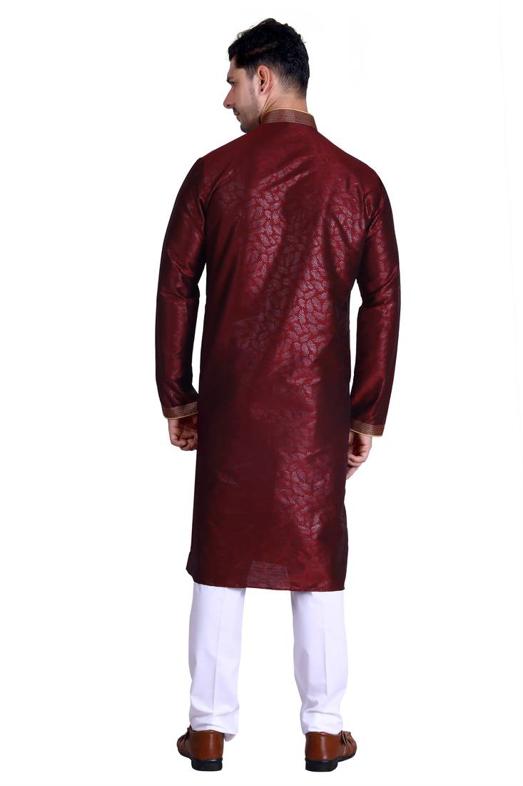 Maroon color Printed kurta with payjama