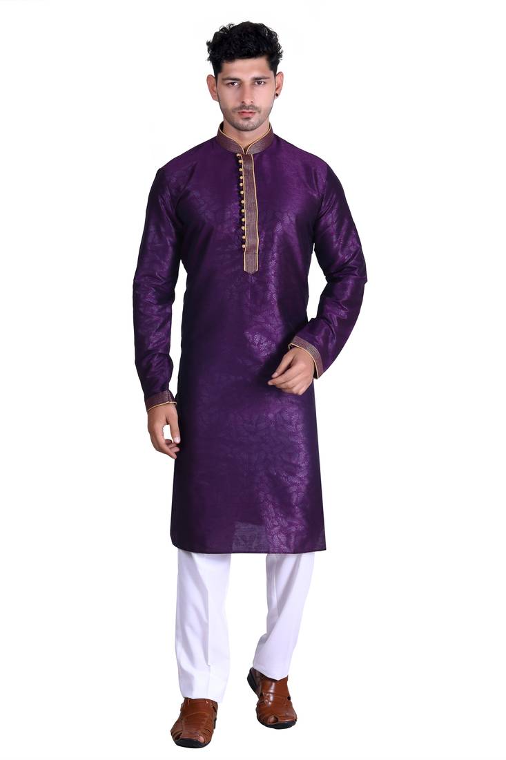 Purple color Printed kurta with payjama
