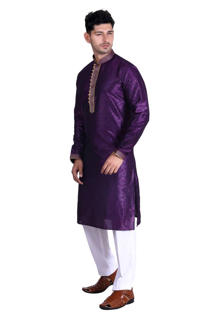 Purple color Printed kurta with payjama