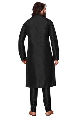 Black color cotton Silk kurta with payjama 5