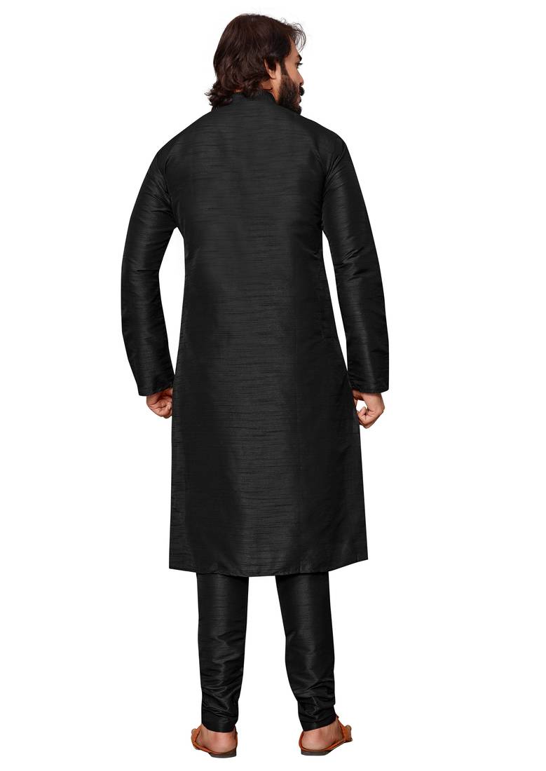 Black color cotton Silk kurta with payjama
