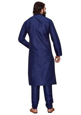 Dark Blue color cotton Silk kurta with payjama 4