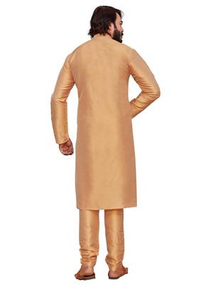 Golden color cotton Silk kurta with payjama 5