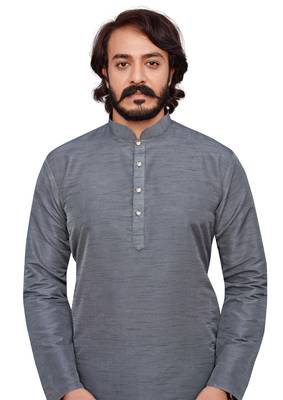 Mideam Grey color cotton Silk kurta with payjama 2