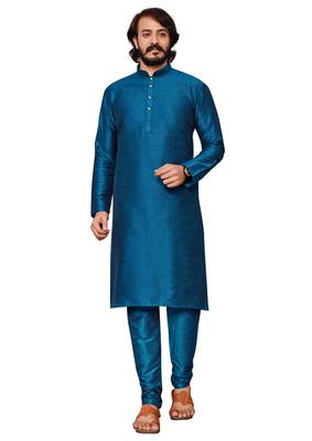 Mor Pichh color cotton Silk kurta with payjama 3