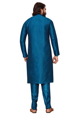 Mor Pichh color cotton Silk kurta with payjama 4