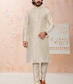 Off white color cotton Silk kurta with payjama