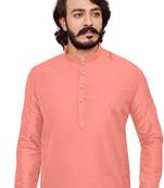 Peach color cotton Silk kurta with payjama