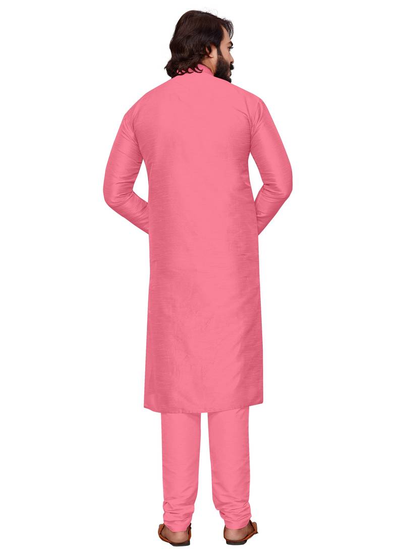 Pink color cotton Silk kurta with payjama