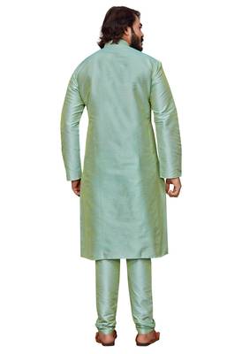 Pista color cotton Silk kurta with payjama 6