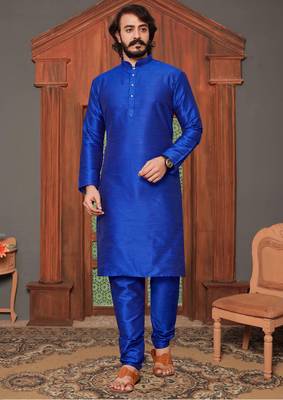 Royal Blue color cotton Silk kurta with payjama 1