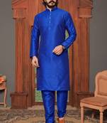 Royal Blue color cotton Silk kurta with payjama