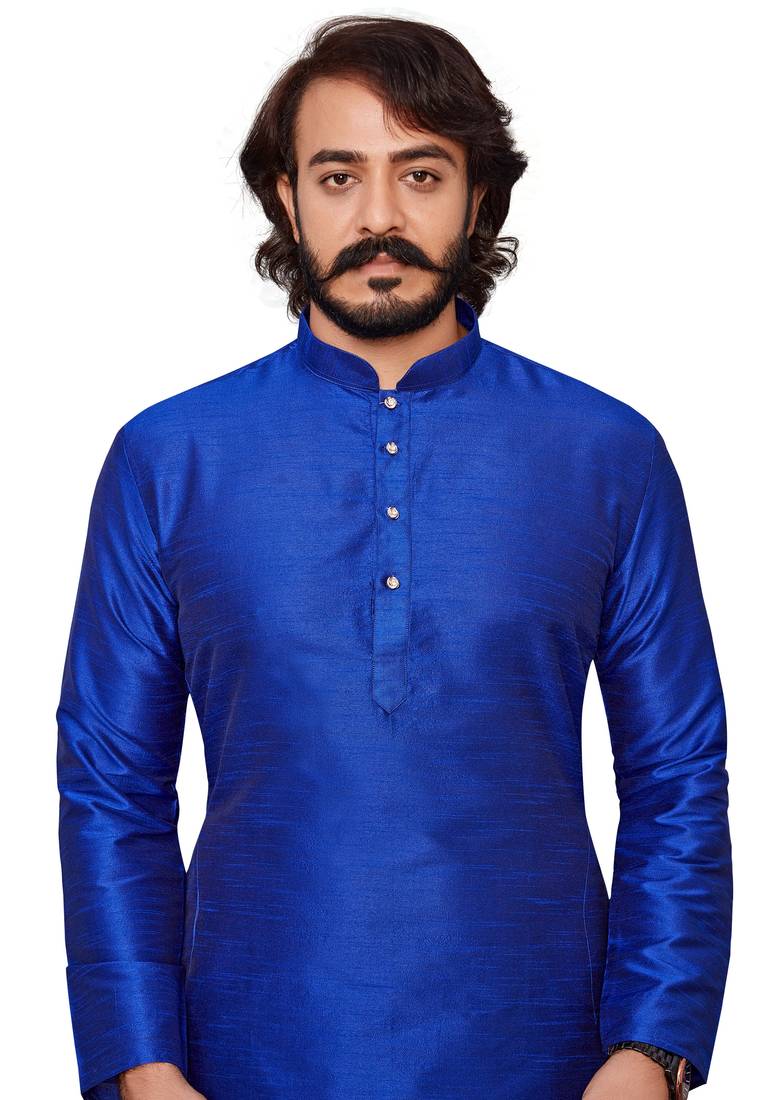 Royal Blue color cotton Silk kurta with payjama