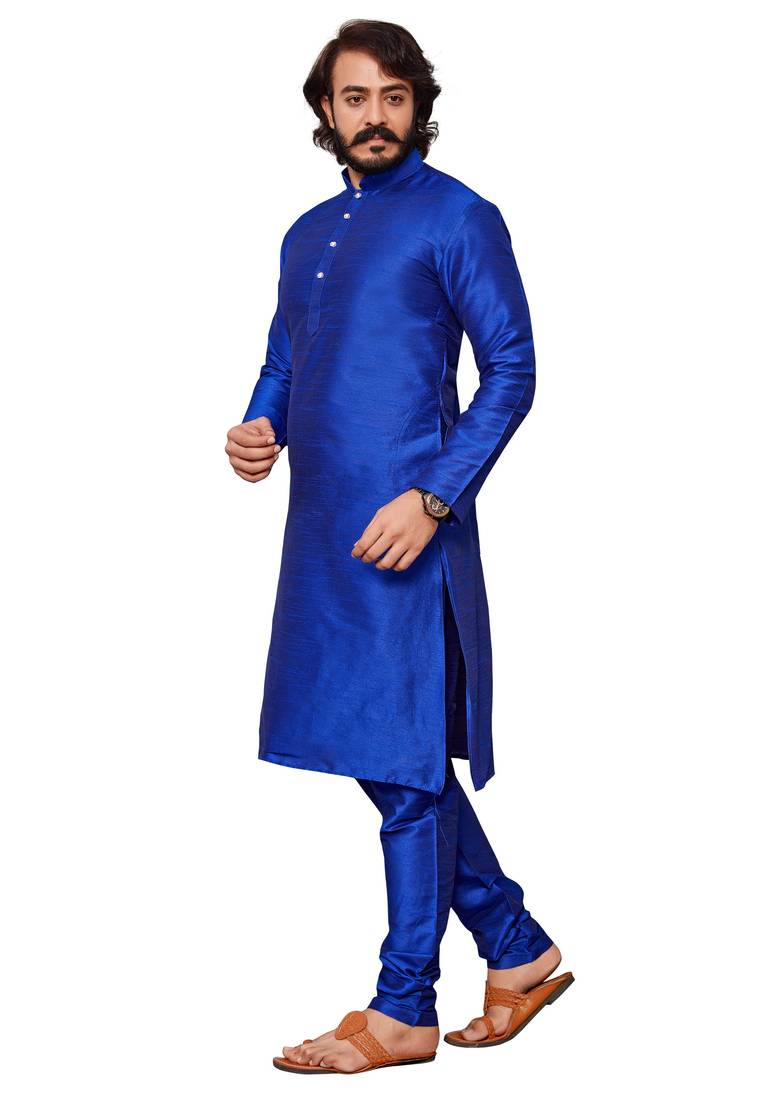 Royal Blue color cotton Silk kurta with payjama