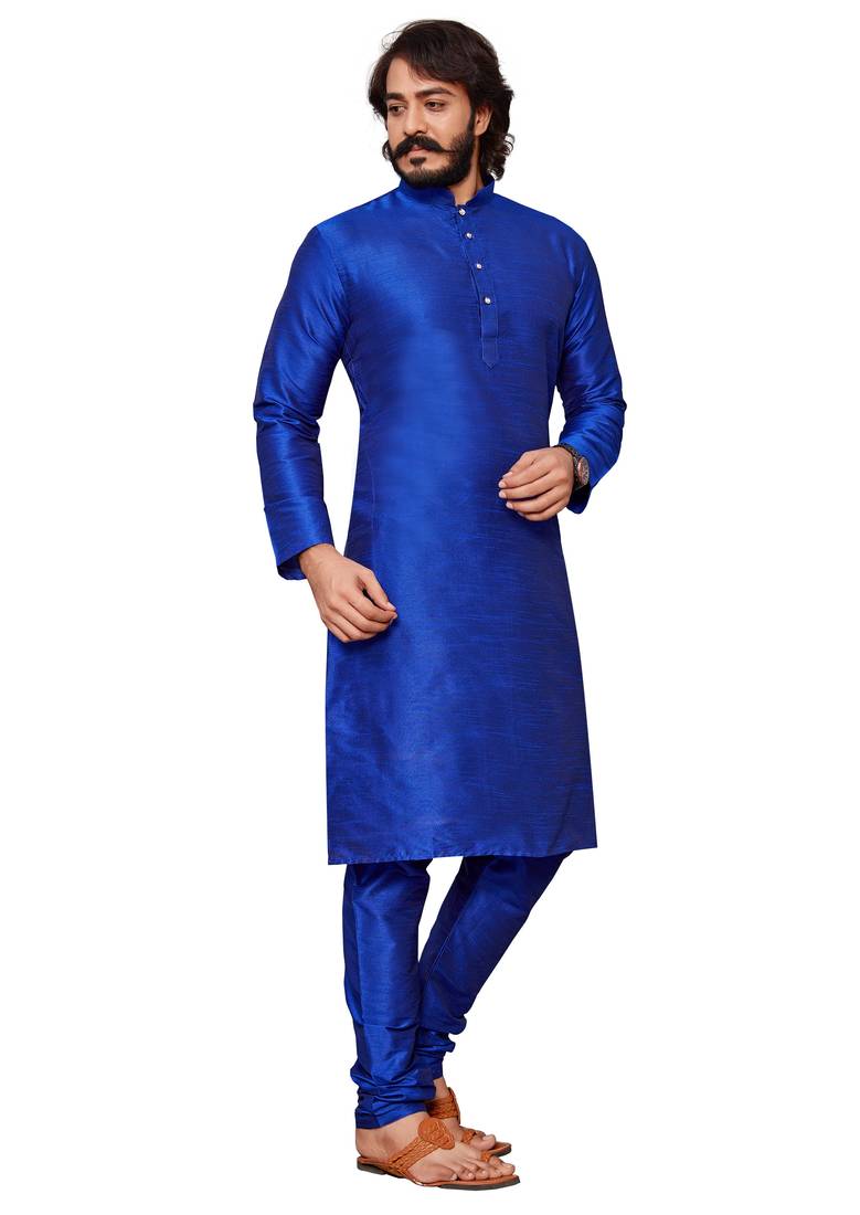Royal Blue color cotton Silk kurta with payjama