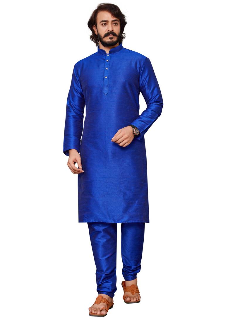 Royal Blue color cotton Silk kurta with payjama