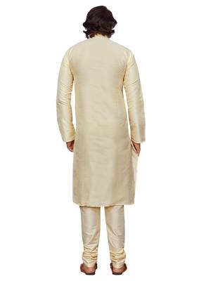 White color cotton Silk kurta with payjama 3