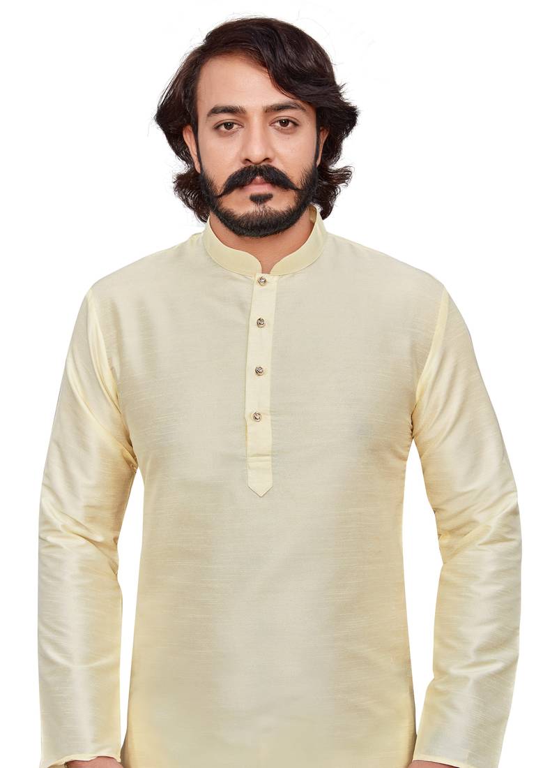 White color cotton Silk kurta with payjama