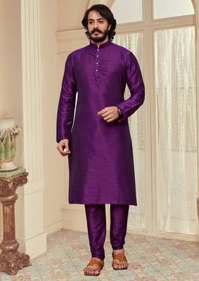 Wine color cotton Silk kurta with payjama 1