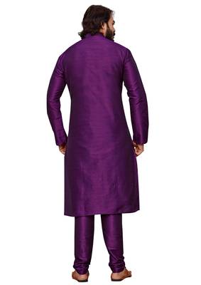 Wine color cotton Silk kurta with payjama 2