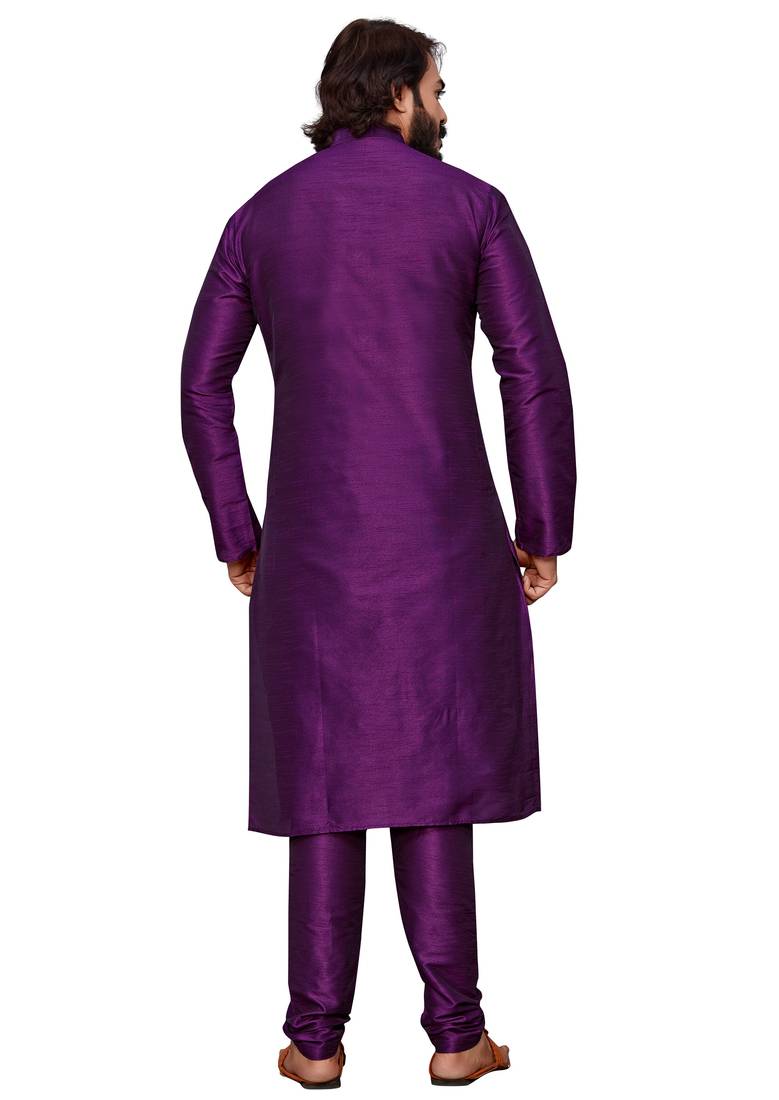 Wine color cotton Silk kurta with payjama