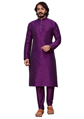 Wine color cotton Silk kurta with payjama 4