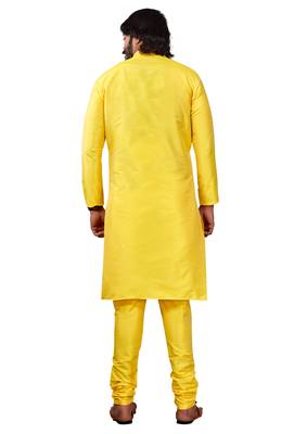 Yellow color cotton Silk kurta with payjama 6