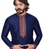 Blue color hand cottan silk kurta with payjama