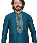 Mor Pichh color hand cottan silk kurta with payjama