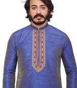 Royel Blue color hand cottan silk kurta with payjama