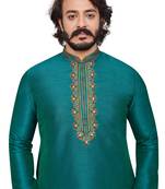 Mor Pichh color hand cottan silk kurta with payjama