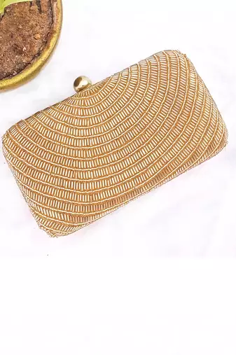 Gold Beaded Clutch