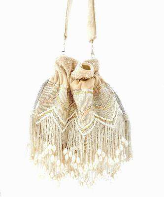 Beige Pearl Tassel Potli 3
