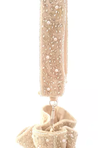 Beige Pearl Tassel Potli