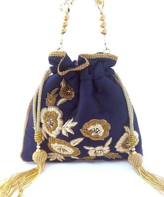 Blue Dabka Leaf Potli 2